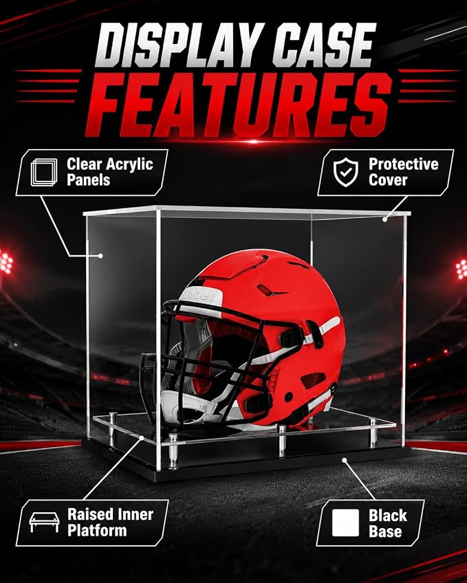 Football Helmet Display case Full Size, Self-Assembly Acrylic Helmet Display - Image 4