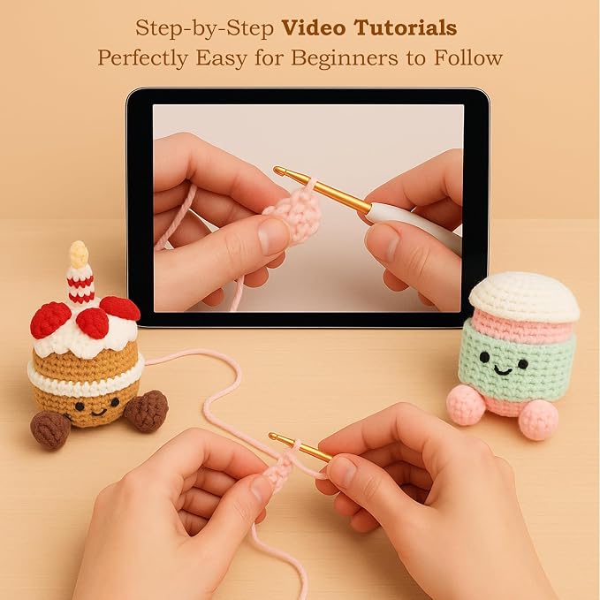 HOUSE CREATIVITY Crochet Kit for Beginners – Create a Cute Cake & Coffee Scene - Image 3