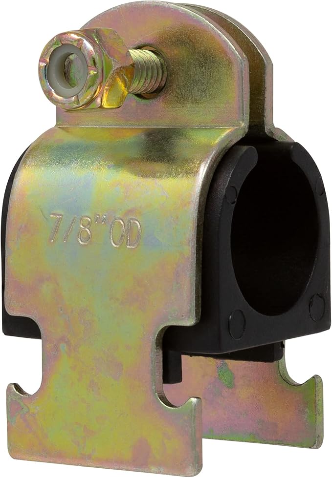 Rubber Cushion Strut Clamp 3/4" NOM (7/8" OD) for Mounting Copper Piping, PEX Pipe, CVPC Tubing to Strut Channels [5 Pack] Yellow Chromate Zinc