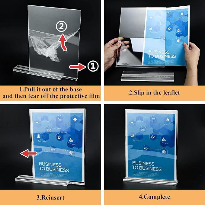 Arrobust 8.5x11 Acrylic Sign Holder 3 Pack Vertical Clear Table Menu Signs - Image 5