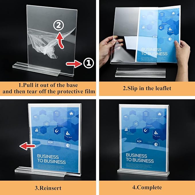 Arrobust 30 Pack Acrylic Sign Holder 8.5 x 11, Double Sided T Shape Flyer Holder - Image 6