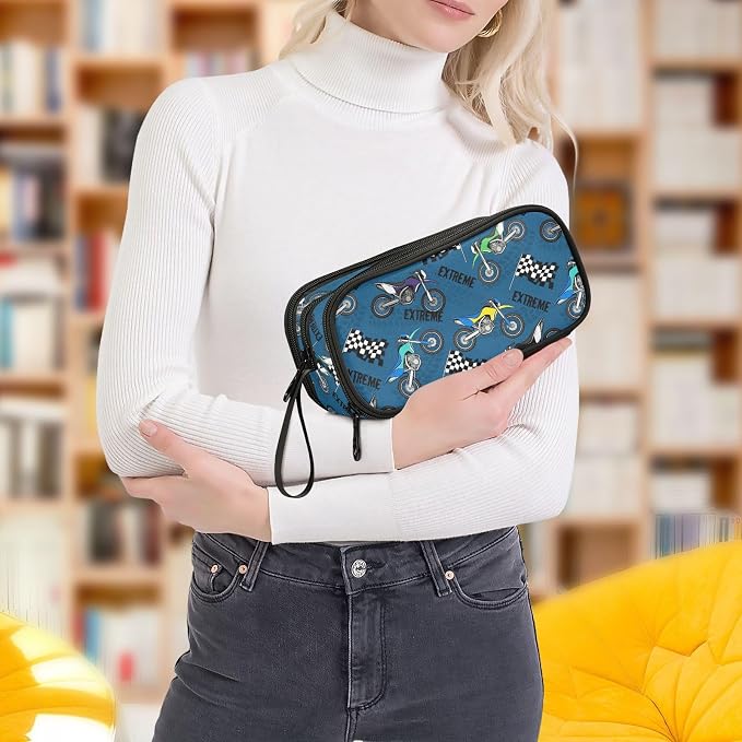 Colorful Motorcycle Pencil Case Box Boys Girls Large Pencil Pouch - Image 8