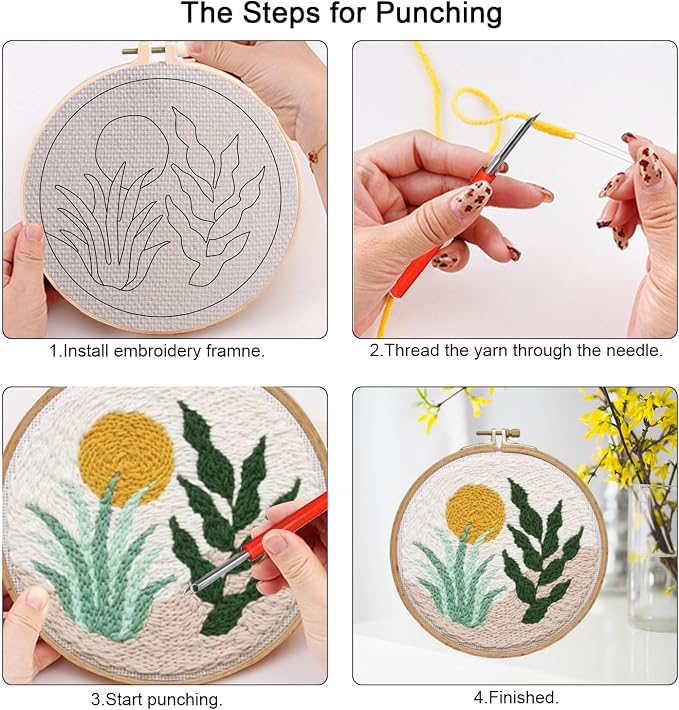 PYHIRRY Punch Needle Kits Adults Beginner Grass，with Tool, Fabric & Video - Image 5