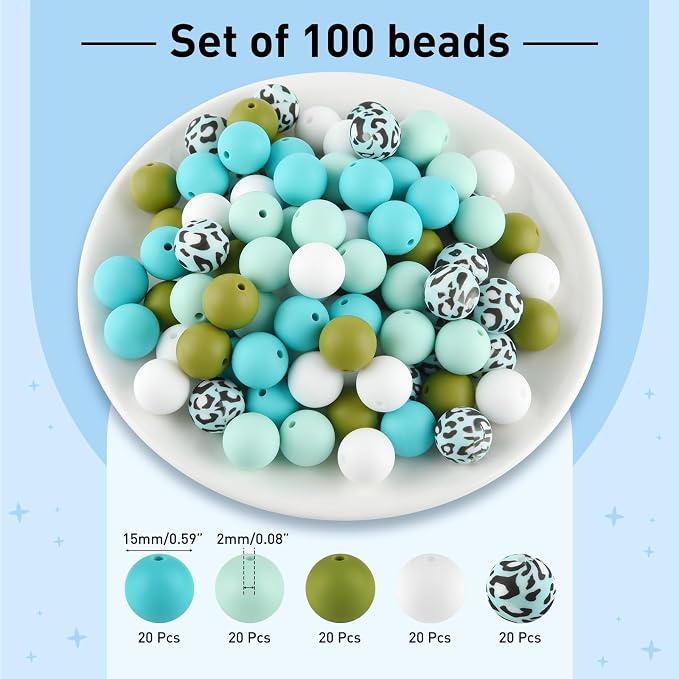 ASTARON 100 Pcs 15mm Silicone Beads - Image 2