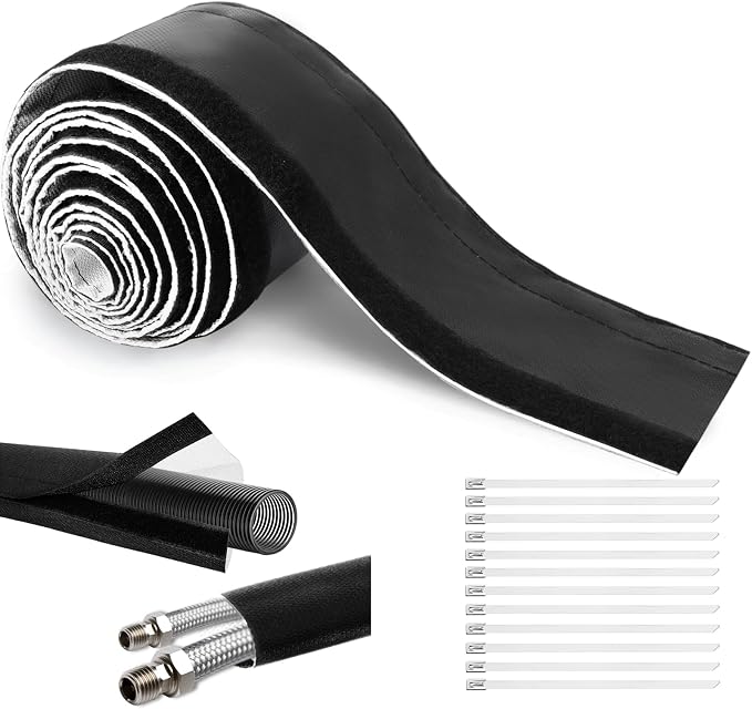 Wire Heat Shield Wrap for Car Hose Lines, 2.2" I.D. x 3.3FT, by Amerbro