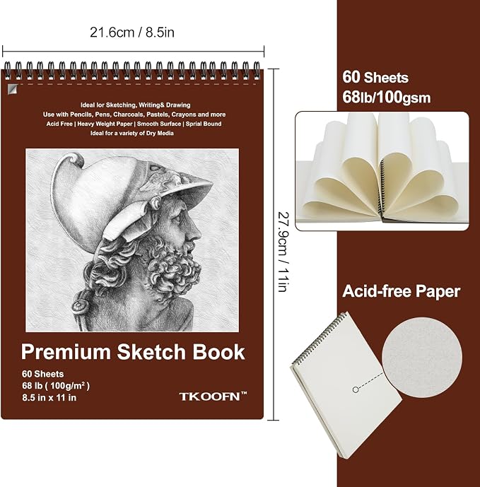 10 Pack Sketch Book, 8.5x11 Inch Top Spiral Sketchbook 60 Sheets Each, - Image 2