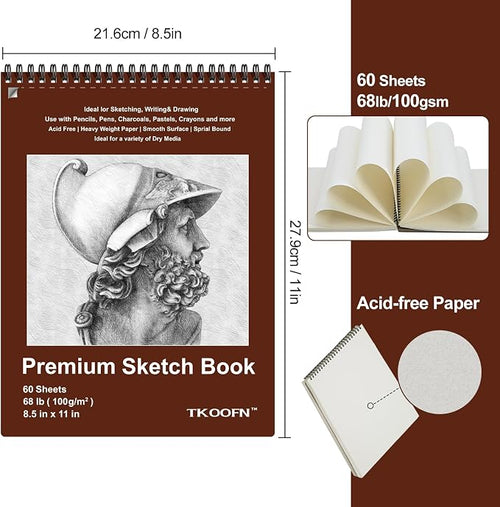 10 Pack Sketch Book, 8.5x11 Inch Top Spiral Sketchbook 60 Sheets Each, - Image 2