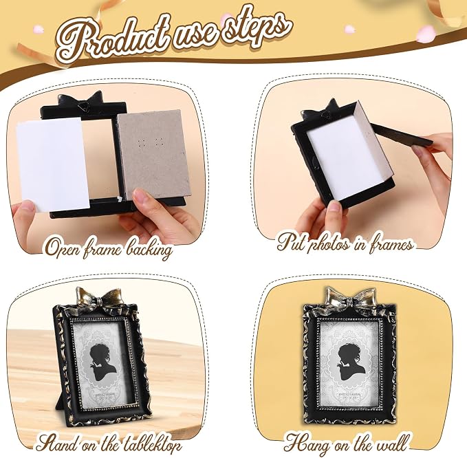 Vicenpal 3 Pcs Tiny Picture Ornate Frames 2.5 x 3.5 Inch Small Vintage Oval - Image 6