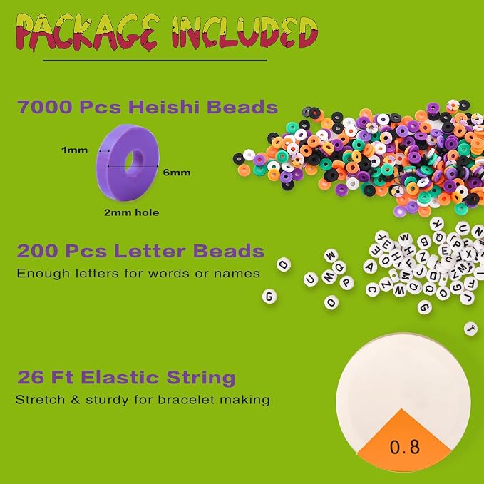 ADIIL 7200pcs Clay Beads Bracelet Making Kit, 6mm Polymer Heishi Beads - Image 4