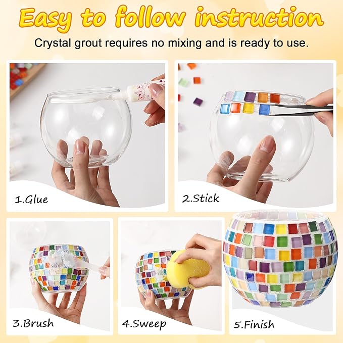 Remerry 2 Set Glass Mosaic Candle Holder Kit - Image 4