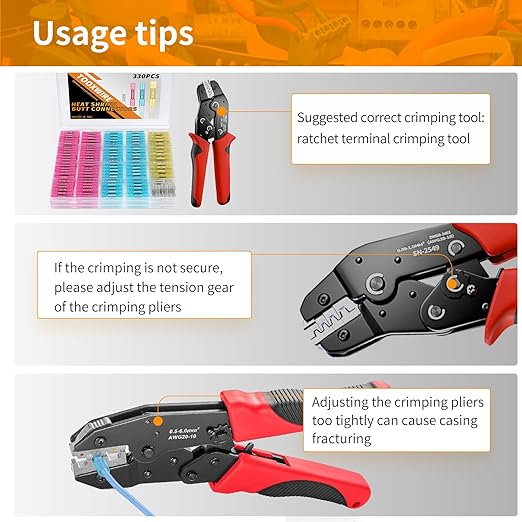 330PCS Heat Shrink Butt Connectors,Solder Seal Butt Splices, Waterproof Insulated for Marine, Automotive, Electrical Wiring