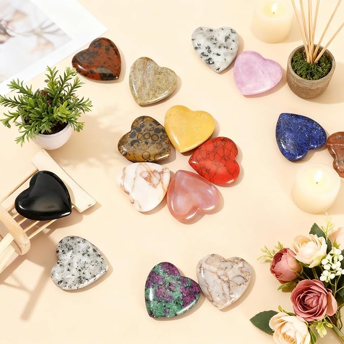 Nuenen 72 Pcs Natural Heart Shaped Healing Crystal Stone Bulk 1.2 Inch Polished - Image 4