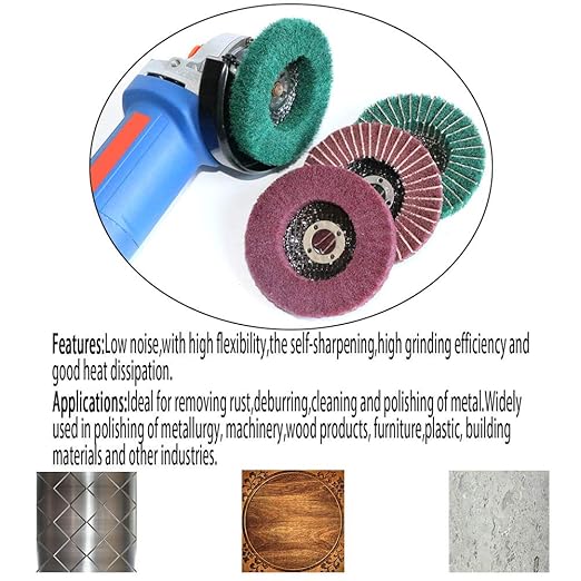 5Pcs 4.5" x 7/8" Nylon Fiber Flap Disc Polishing Grinding Wheel,Scouring pad Buffing Wheel for Angle Grinder, Polishing Tools (Grit 120)