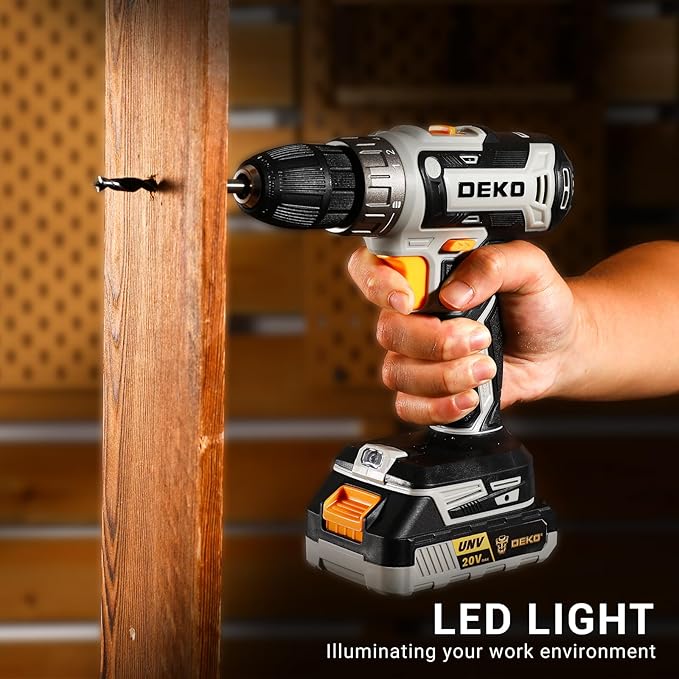Power Drill Cordless: DEKO PRO Cordless Drill 20V Electric Power Drills Set Tool Drills Cord-less Set with Battery and Charger