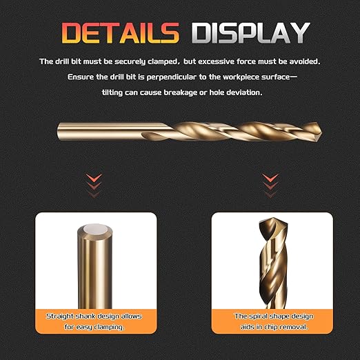 Drill Bit, 21/64" Cutting Diameter (8.334mm), 4241 HSS Gold 118° Cutting Angle Versatile Jobber Bits - (Applications: for Drilling Plastic Wood Soft Thin Metal), 5-Pieces