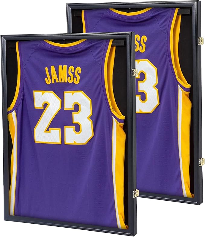 Jersey Frame Display Case 2 Pack, Lockable Shadow Box Sports Jersey Frame by Zmiky