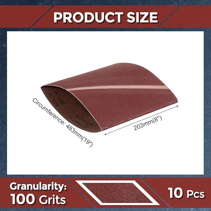 12 Pcs Sanding Belts 8 x 19 Inch 100 Grit Aluminum Oxide Abrasive Sandpaper for Belt Sander Metal Grinding Wood Working Weld Rust Removal