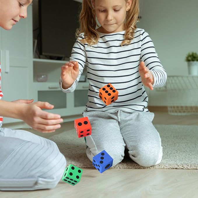 MIDELONG Foam Dice Set, 1.5 Inch Large Assorted Colorful Foam Dice Cubes - Image 4