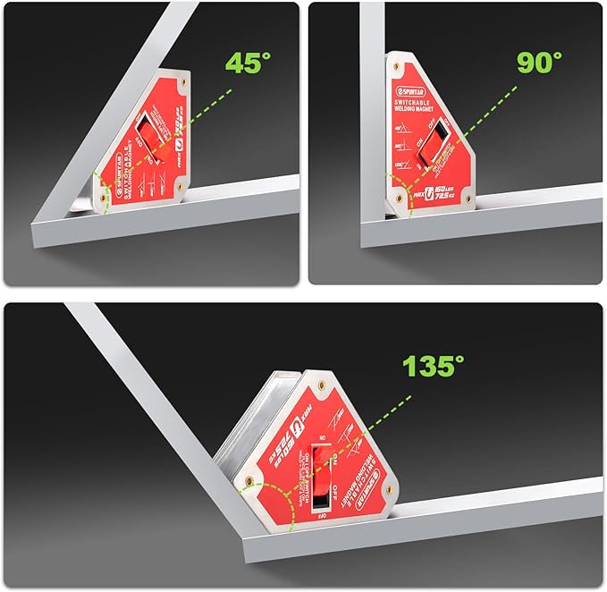 Spurtar Switchable Welding Magnets 160 Lbs On/Off Magnet and Clamps, Strong Welding Holder Tools and Accessories, Holder 45°, 90°, 135° Angle