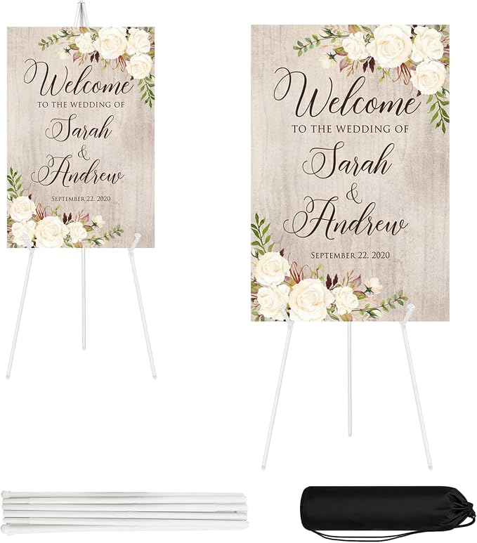 JEAWIWI 2PCS White Lightweight Easel Stand, 66 Inch Adjustable Portable Display by JEAWIWI