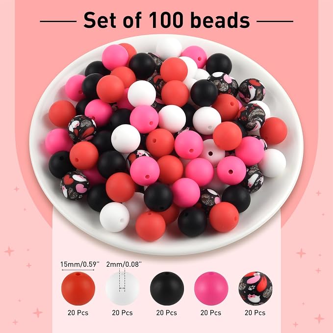 ASTARON 100 Pcs 15mm Silicone Beads - Image 2