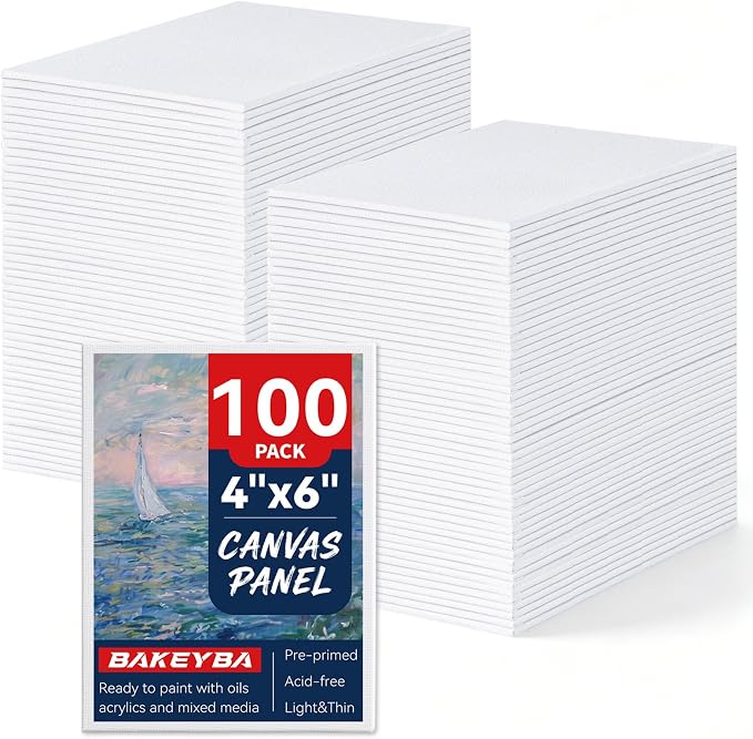 100 Pack 4x6 Inch Mini Painting Canvas Boards by Unknown