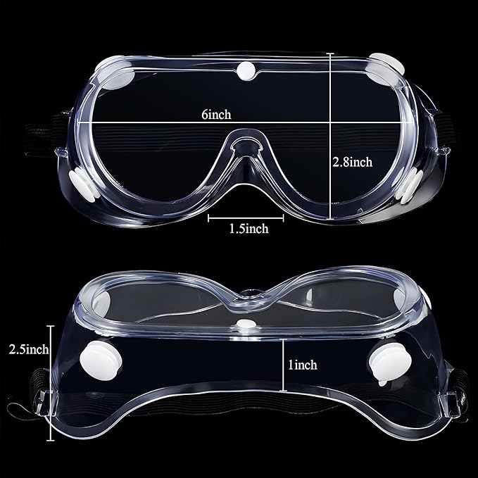 Safety Goggles Anti Fog Lab Goggles Clear Protective Eye Goggles Adjustable Safety Goggles for Chemistry Lab Mowing