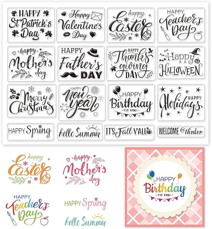 INFUNLY 16pcs Word Clear Stamps by INFUNLY