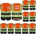 BeautyWill Custom Logo 10/20 Pack Safety Vest Class2 High Visibility Vest with Pockets Breathable Construction Vest Bulk