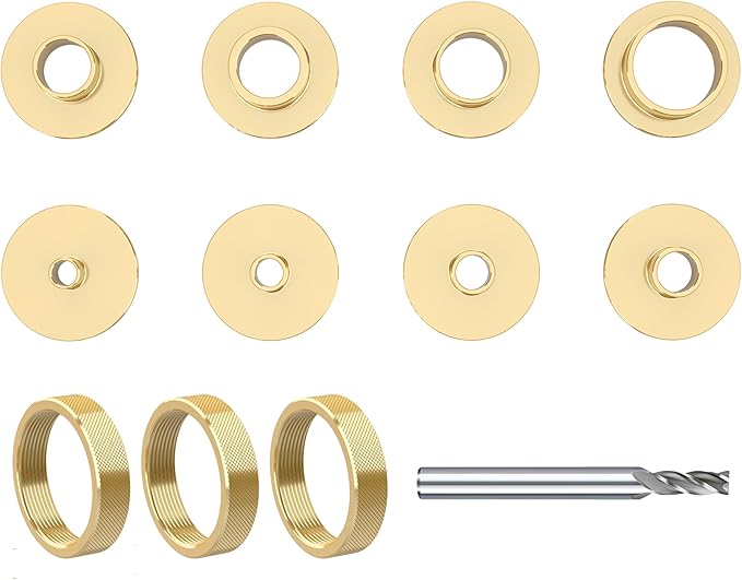 11 Pcs Precision Brass Router Template Bushing Guides Sets and 1/4" Shank Woodworking Router with Carrying Case, Fits Porter Cable Style Router Sub Bases