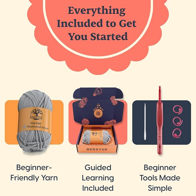 Absolute Beginner Crochet Kit for Adults, Level 1 Starter Kit - Image 4