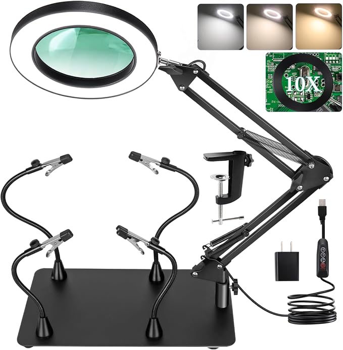 Helping Hands Soldering Station, 12X Magnifying Glass by MagnieOpti