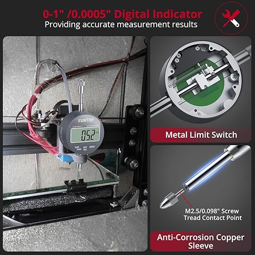 Digital Dial Indicator 1inch/0.0005inch with 132lbs/60kg Magnetic Base,Inch/Metric Conversion LCD Display Electronic Indicator, Dial Test Gauge for Lathe,3D Printer,CNC,Indusrial