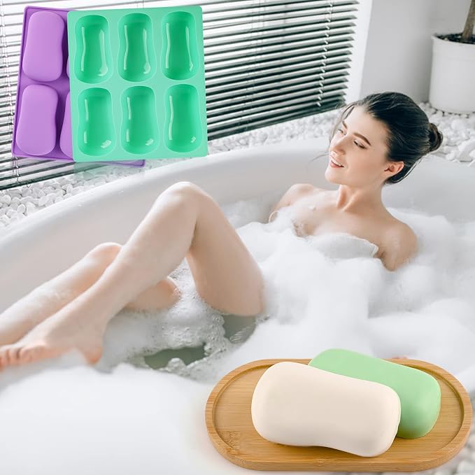 Sakolla 2 Pack 6 Cavity DIY Silicone Soap Molds Classical Handmade Silicone - Image 5