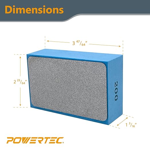 POWERTEC 72306 Diamond Hand Polishing Pads 3Pack, 60, 100 & 200 Grits, Diamond Sanding Block for Polishing and Grinding Porcelain, Ceramic Tile, Glass, Granite, Stone, Wood & Metal