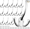 IBosins 14 Pack Big Triple Coat Hooks Wall Mounted with 28 Screws, Matte Nickel Retro Three Prongs Wall Hooks Utility Rustic Hooks for Coat, Bag, Towel, Hat
