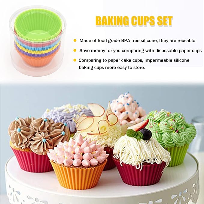 Silicone Cupcake Baking Cups 24 Pack, Reusable & Non-stick Muffin Cupcake - Image 4