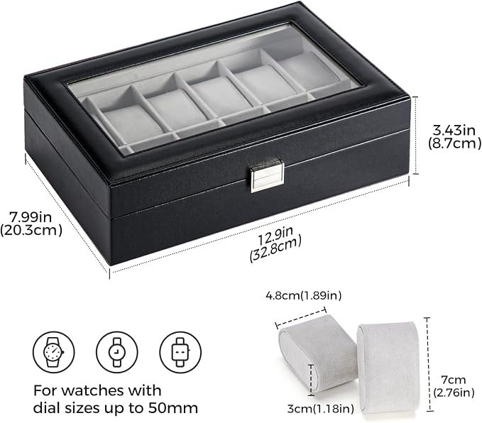 ProCase Watch Box Organizer, 12 Slot Watch Display Case - Image 5