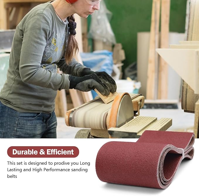 6 x 48 Sanding Belts, 120 Grit 6x48 Aluminum Oxide Sanding Belt, Belt Sander Paper for Wood & Paint Sanding, 6 Pack(6x48in, 120 Grit)