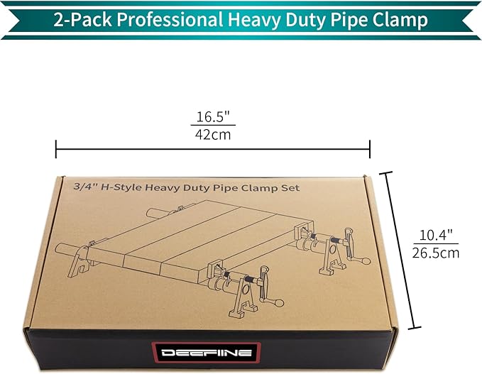 3/4 Inch Wood Gluing Pipe Clamp Set with 30" Metal Pipe, 2-Pack Professional H-Style Heavy Duty Quick Release Bar Clamps for Woodworking(2)