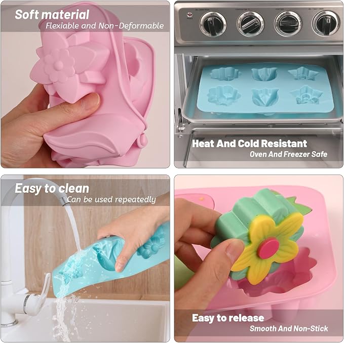 Sakolla 6-Cavity Flower Soap Molds Silicone, 2 Pack Tulip Different Flower - Image 4