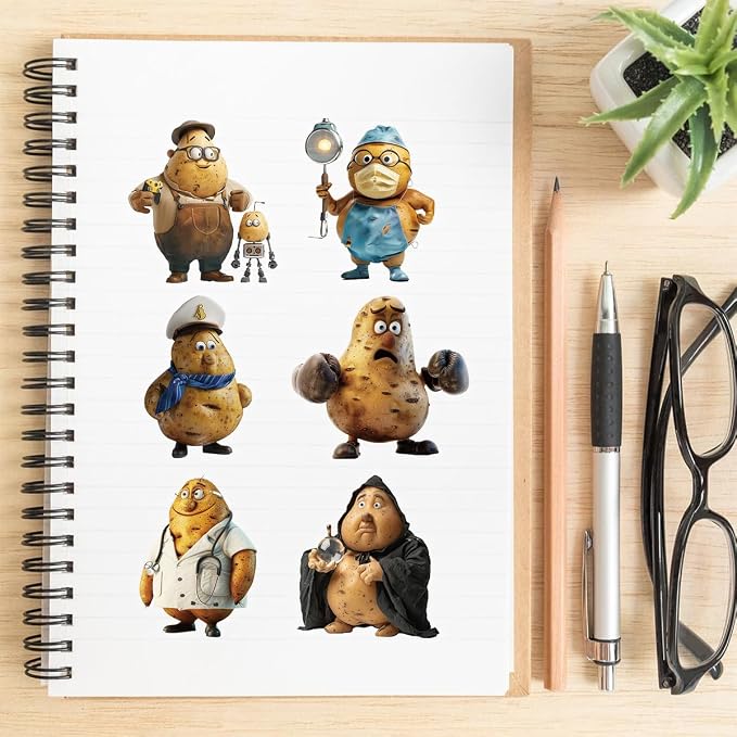 50PCS Funny Potato Meme Stickers Pack – Waterproof Clear Cute 3D Cartoon Potato - Image 4