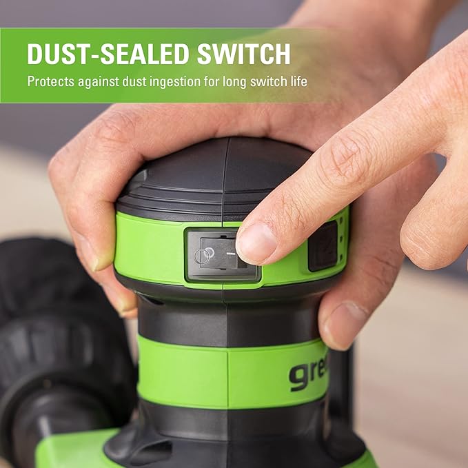 Greenworks 24V Orbital Sander Kit, 5" Random Sander Variable Speed, Tool Only