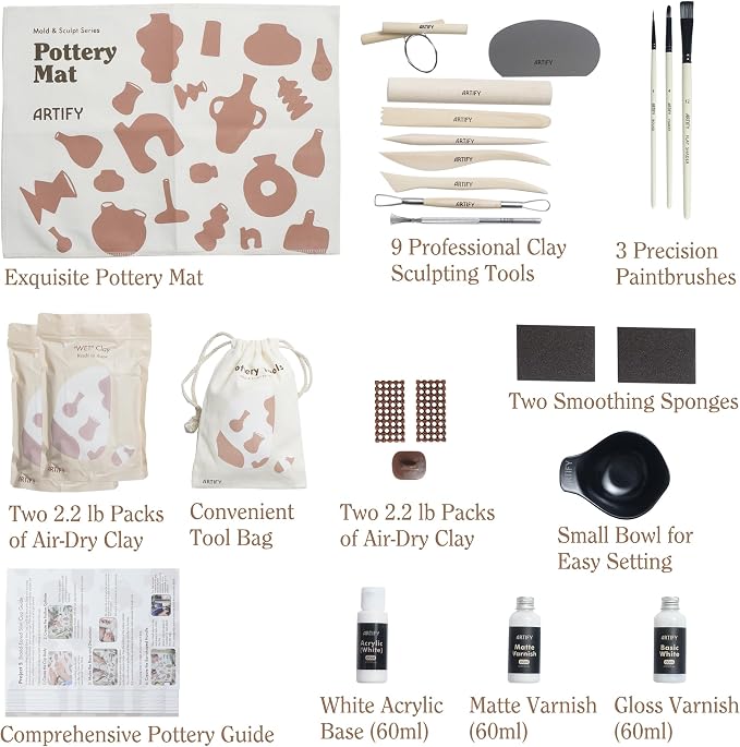 ARTIFY Air Dry Clay Kit for Adults, DIY Pottery Craft Airdry Tool Kit at Home - Image 2