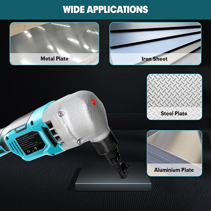 18 Gauge Metal Nibbler Compatible with Makita 18v Battery, Cordless 1200RPM Speed Brushless Shear Tool, 2 Cutting Heads, 2.0 Battery & Charger Kit, for Stainless Steel, Sheet Aluminium, Plastic