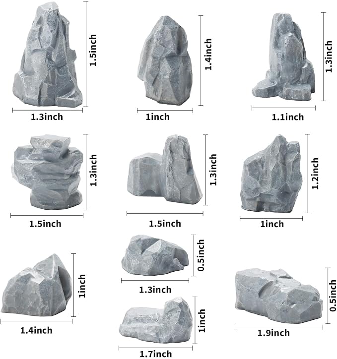 Warmtree 10 Pcs Diorama Rocks Fake Rock Miniature Stone Rock Statue - Image 2