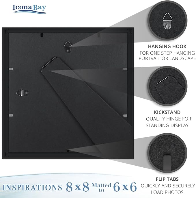 8x8 Picture Frames with 6x6 Mat, 6 Pack, Contemporary, Inspirations | These - Image 4