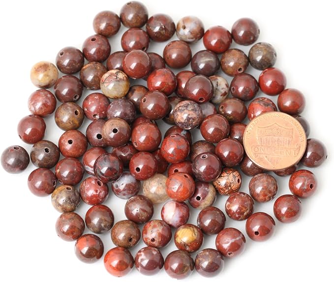 45PCS 8mm Natural Red Brecciated Jasper Gemstone Round Loose Beads Stone Beads - Image 2