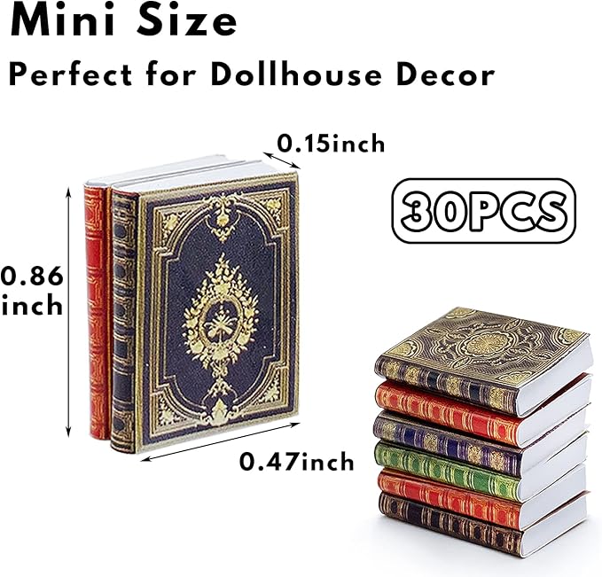 30 Pack 1:12 Scale Miniatures Dollhouse Books, Mini Books Dollhouse Decoration - Image 2