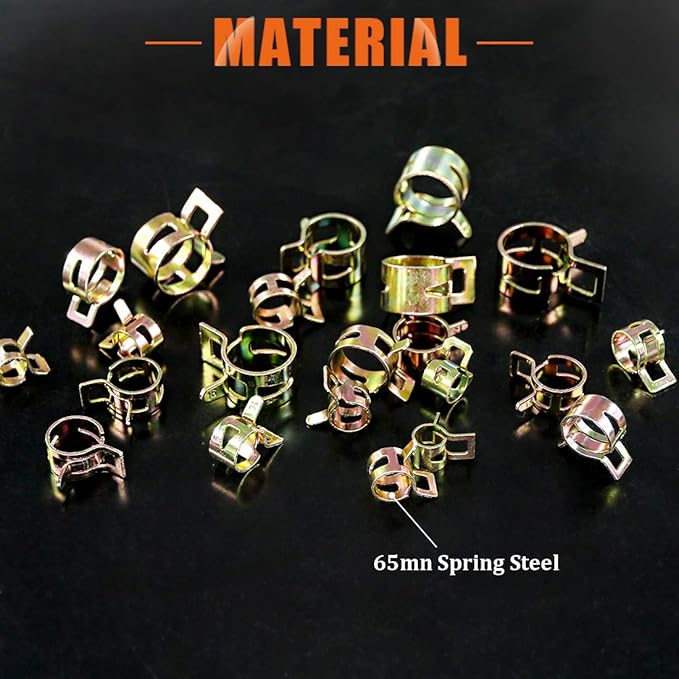 55Pcs Spring Band Type Action Fuel Line Silicone Vacuum Hose Pipe Clamp Low Pressure Air Clip Clamps Fasteners Assortment Kit (5 x 7mm 8mm 9mm 10mm 11mm 12mm 13mm 14mm 15mm 16mm 17mm)